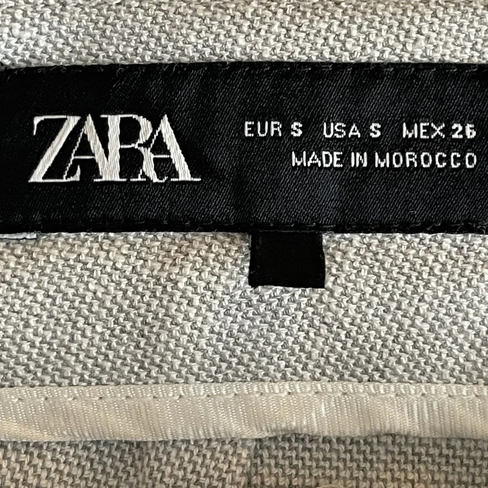 Zara Women's Gray Textured Flat Front Wide Leg Office Trouser Dress Pants Size S
